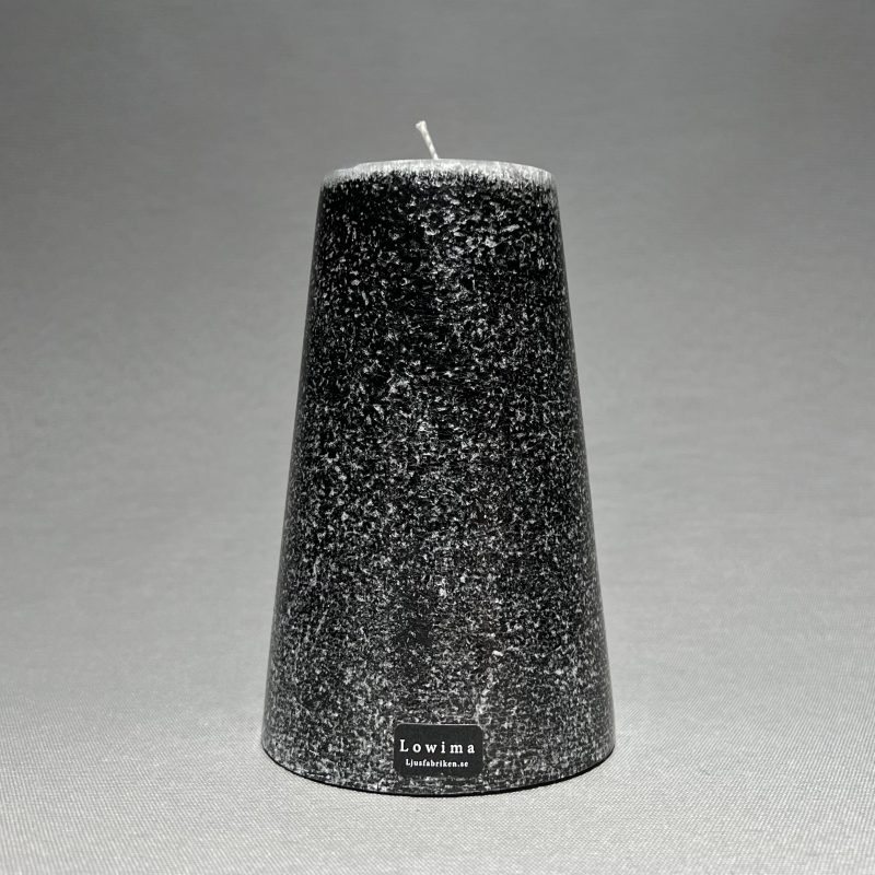 Blockljus stearinljus konljus svartvit marmorerat ljusfabriken lowima