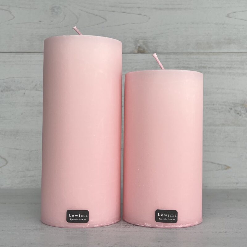 Blockljus cylinderljus 67mm stearinljus fargdoppade rosa ljusfabriken lowima